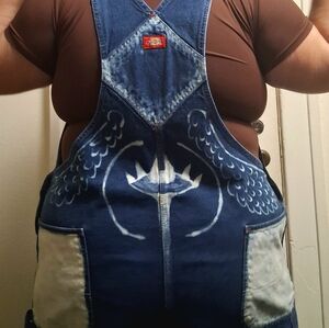 Plus Sized Dickies Overall Shorts With Hand Bleached Design